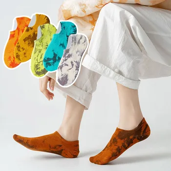 1 Пар Мужские носки чулочно-носочные изделия мелкой ног носки носки галстук-краситель носки хлопок тонкий дышащий поглощение пота калибровки носки