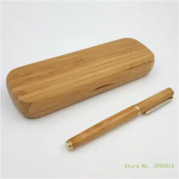 1 шт. авторучка с бамбуковой деревянной ручкой, бамбуковая коробка, деловая офисная ручка для подписи, роскошные канцелярские принадлежности, подарки для письма