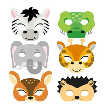 12 шт. мультяшных масок животных, Костюмированные маски для детского наряда с эластичной веревкой