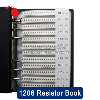 1206 1% SMD чип-резистор Книга образцов 1/4 Вт 170 Значений Сопротивления Ассорти Комплект 0R- 10M Ом