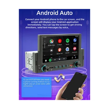 1Din 6,2-дюймовый экран CarPlay Android-Авто стерео MP5 плеер 2USB FM