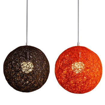 2 Кофейных/оранжевых шарика из бамбука, ротанга и пеньки, люстра для индивидуального творчества, Сферический абажур из ротанга