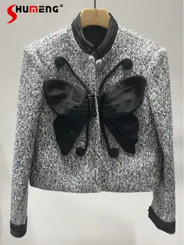 2022 Осень-зима, Женская Новая модная куртка высокого класса в корейском стиле, Женское Модное Элегантное короткое пальто из твида во французском классическом стиле
