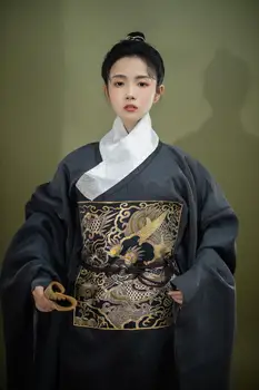 2023 китайская древняя династия Мин ханьфу для мужчин, косплей, сценическое представление, длинный халат с золотым тиснением, стиль с большим рукавом