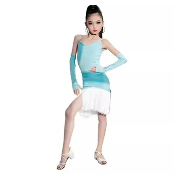 2023 Новое весенне-летнее платье для латиноамериканских танцев для девочек, Профессиональное снаряжение для соревнований, Детская одежда для выступлений