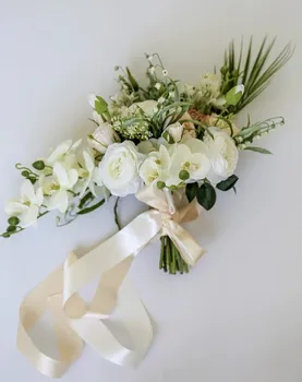 2023 Новый Свадебный Букет Уитни Уайт с Водопадом, Искусственные Цветы, Орхидея-Мотылек, Свадебная Роза С Пони ramo de boda de novia