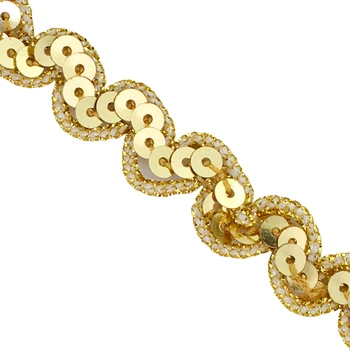 40 ярдов отделки золотыми блестками S-образной формы, украшенной плетеной кружевной лентой для отделки свадебного платья