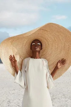 80 см Солнцезащитная шляпа с очень большими полями, однотонная для Туризма, Пляжная Защита от солнца, Складная Пляжная Соломенная Шляпа