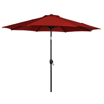 9-футовый Томатно-красный Круглый Открытый Наклонный Зонт для патио с рукояткой