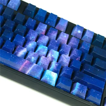 Blue Nebula ABS Keycaps OEM Profile УФ Яркая Боковая Водоперекачивающая Печать для Механических Клавиатур Cross MX Kailh Switches