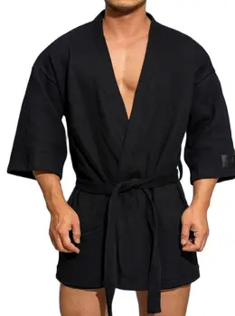 D. M Мужской халат, короткая однотонная пижама из 100% хлопка, сексуальный теплый домашний банный халат для отдыха, мужской