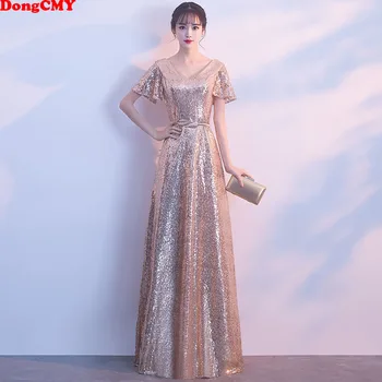 DongCMY, Новые Элегантные вечерние платья с блестками Длинной Формы, платья для выпускного Вечера Длиной до пола