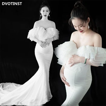 Dvotinst Женский реквизит для фотосъемки, платья для беременных, Тонкое платье для беременных с открытыми плечами в виде рыбьего хвоста для студийных съемок, реквизит для фотосессии