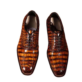 gete/новое поступление, мужские модельные туфли, мужская обувь из крокодиловой кожи, мужская обувь из крокодиловой кожи, мужская обувь, модная обувь для отдыха
