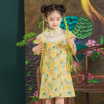 Hanfu для девочек, костюм феи, Косплей, платья принцессы для народных танцев, костюм Танг, традиционное китайское платье для детей, детский HFT029