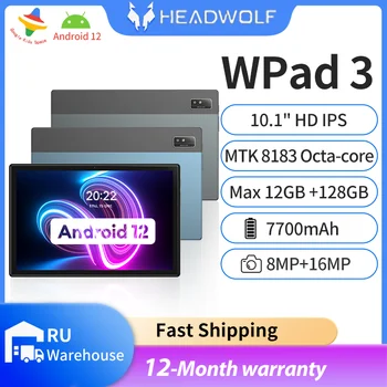 HEADWOLF WPad3 Android 12 Планшет 10,1 дюймов 6 ГБ оперативной памяти DDR4X 128 ГБ ПЗУ UFS 2,1 MTK 8183 Восьмиядерный планшетный ПК с камерой заднего вида 16 Мп 7700 мАч