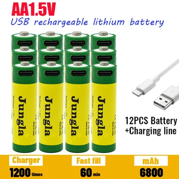 HoheKapazität schnelle lade1,5V AA lithium-ionbatteriemit6800mah kapazität.USBaufladbare lithium-batterie für spielzeug tastatur