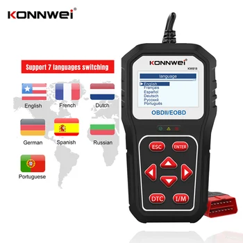 KONNWEI KW818 OBD2 Автомобильный Сканер Усовершенствованный OBDII Автомобильный Тестер Аккумуляторных Батарей Диагностические Инструменты 12 В Двигатель Fualt Code Reader Инструмент
