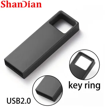 SHANDIAN Новый Брелок Мини Металлический Черный USB Флэш-Накопитель 4 ГБ 8 ГБ 16 ГБ 32 ГБ 64 ГБ Флэш-диск Реальной Емкости 2.0 С Пользовательским ЛОГОТИПОМ Оптом