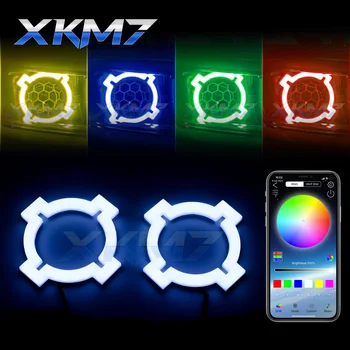 X-Образный RGB светодиодный Ангельский глаз, несколько цветов, управление приложением Bluetooth, DRL, кольца Halo для фар, автомобильный аксессуар, Тюнинг мотоциклов