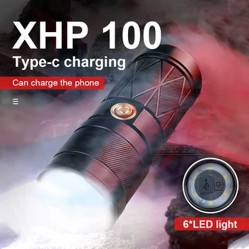 XHP100 Светодиодные Фонари Мощный Перезаряжаемый USB Тактический Фонарь XHP90 Ручной Фонарь Высокой Мощности Подходит Для Кемпинга