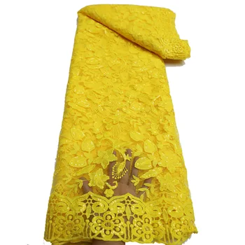 XIYA 5 ярдов Африканской зеленой кружевной ткани для вечернего платья 2023, Высококачественная Тюлевая ткань из нигерийского молочного шелка, вышитая блестками