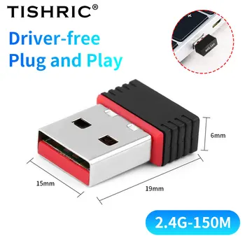 Адаптер беспроводной сетевой карты TISHRIC USB2.0, приемник 2,4 ГГц 150 Мбит/с, USB-адаптер Wi-Fi 802.11N для настольного ноутбука