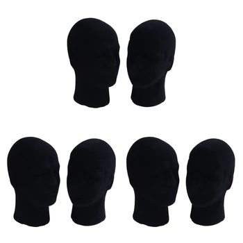 Акция! Полистирол, черная пена, Мужская модель, голова манекена, подставка для манекена, витрина для магазина, шляпа, 6 X ЧЕРНАЯ
