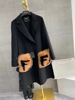 Высококачественная куртка Женская 2023 Осень зима, модная женская одежда для подиума, шерстяное пальто