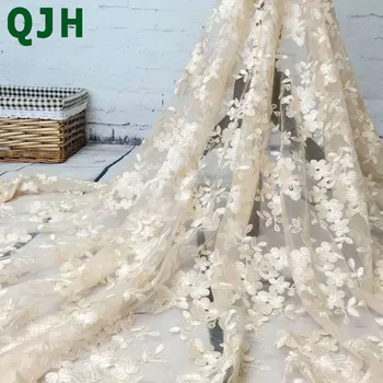 Высококачественная модная французская кружевная ткань, высококачественный Африканский тюль, вышитый цветок, прозрачная сетчатая кружевная ткань для свадьбы
