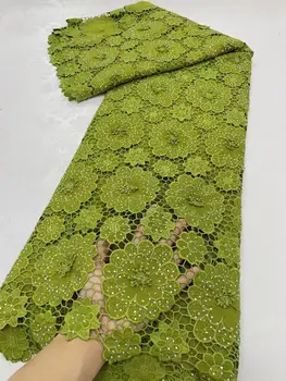 Высококачественный африканский Гипюровый Шнур Кружевные ткани Камни для вышивки Французские материалы 5 ярдов Для пошива нигерийского свадебного платья
