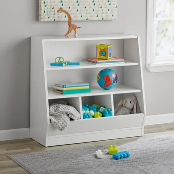 Детская корзина Your Zone для хранения и книжный шкаф с двумя полками, белая детская книжная полка