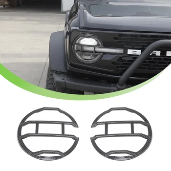 для Ford Bronco 2021 2022 2023 Украшение передней фары, накладка, светодиодные лампы, капоты, Аксессуары для экстерьера автомобиля, Внешний вид из углеродного волокна