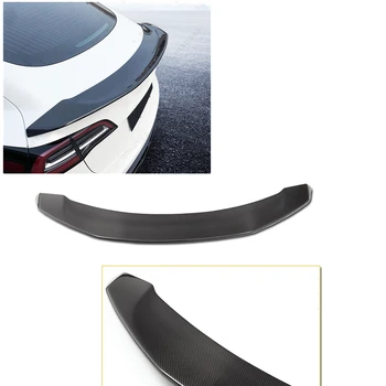 Для Tesla Модель 3 2017 2018 2019 2020 2021 2022 2023 Спойлер На Заднюю крышку багажника Из Настоящего Углеродного Волокна, Крыло, Сплиттер Для Задней Двери Автомобиля, Губа