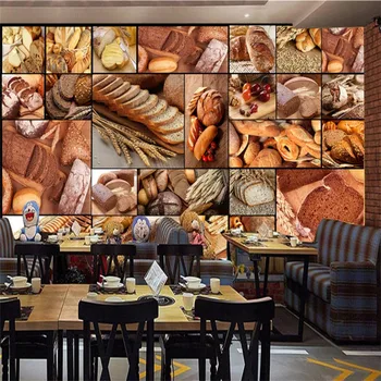 Европейский Хлеб 3D Фотообои Выпечка Кофе Магазин Десертов Фреска Кафе Ресторан Промышленный Декор Фон Обои 3D