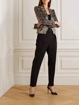Женская куртка из хлопка с леопардовым жаккардом на одной пуговице y2k весна/лето 2023, модная и универсальная новинка во внешней одежде