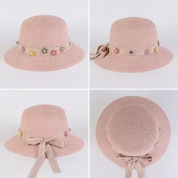 Женская Пляжная шляпа, Модная Однотонная женская Соломенная шляпа для Рыбалки для взрослых, Летняя Женская шляпа от Солнца