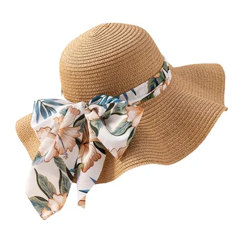 Женская соломенная шляпа с милым бантом, летняя дышащая солнцезащитная шляпа с широкими полями, пляжная шляпа, шляпа рыбака для отдыха на море