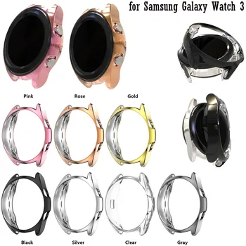 Защитный Чехол Cover Shell для Samsung Galaxy Watch 3 45 мм 41 мм Смарт-Сменные Аксессуары Frame Cases PU Screen Защитный