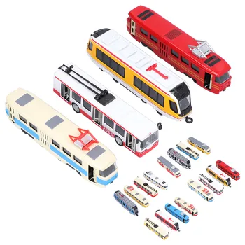 Игрушки с откидывающимся назад транспортным средством‑ имитирующие высокоскоростную железнодорожную модель автобуса, познавательные развивающие игрушки для детской коллекции подарков