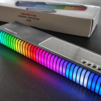 Компьютерный мультимедийный Настольный аудио ноутбук Домашний Bluetooth Динамик с басами RGB Красочная Звукоснимающая лампа для улицы с проводным звуком в полоску