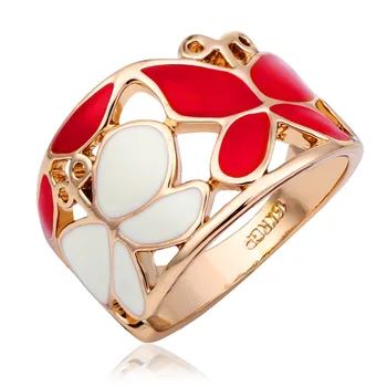 Красные, белые Коктейльные кольца с масляной каплей в виде Бабочки Для женщин, ювелирные изделия на палец, Широкий, Большой, Цвет Розового золота, Bague Femme