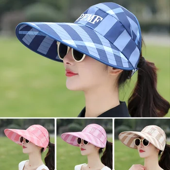 Летние солнцезащитные шляпы в Корейском стиле для женщин, Уличная солнцезащитная шляпа, Пляжная кепка, козырьки