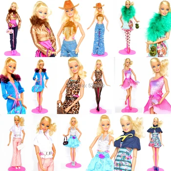 Много, 5 комплектов одежды, Уникальный дизайн, кукольные платья ручной работы, Одежда, костюм, пальто, брюки, Аксессуары для куклы Барби Kurhn, подарок для девочек