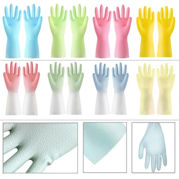 Многоразовые бытовые перчатки из водонепроницаемой резины Латексные Перчатки для стирки, перчатки для мытья посуды на кухне