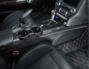 Модификация Отделки Центральной Панели Переключения передач Салона Автомобиля Из Настоящего Углеродного Волокна Для Ford Mustang 2015-2020 Ecoboost GT350 GT