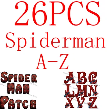 Накладки на железо с Человеком-пауком Marvel для одежды с 26 английскими буквами, одежда 