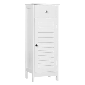 Напольный шкаф для хранения с выдвижным ящиком и дверцей с одной створкой для Ванной комнаты в Гостиной, Белый