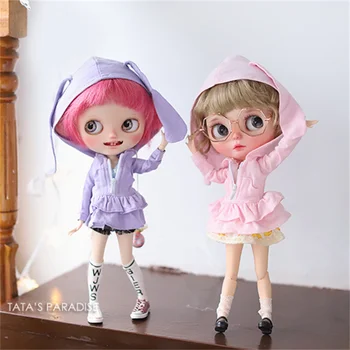 Новое поступление, кукольная одежда для Blythe, пальто с капюшоном, Голубая розовая кукольная одежда, Аксессуары для мальчиков и девочек, игрушка в подарок (за исключением кукол)