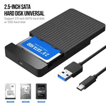 Портативный адаптер 2,5 SATA к USB 3,0, жесткий диск, внешний накопитель, жесткий диск, чехол для SSD-диска, коробка для жесткого диска с кабелем USB3.0 Type C